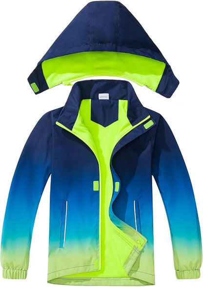 MGEOY Boys Girls Rain Jackets Lightweight Waterproof Hooded Raincoats Windbreakers for Kids 4-14Y