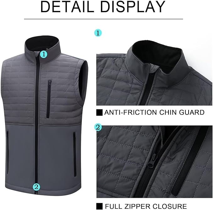 Men's Lightweight Softshell Vest Outerwear Windproof Sleeveless Jacket for Golf Running Hiking
