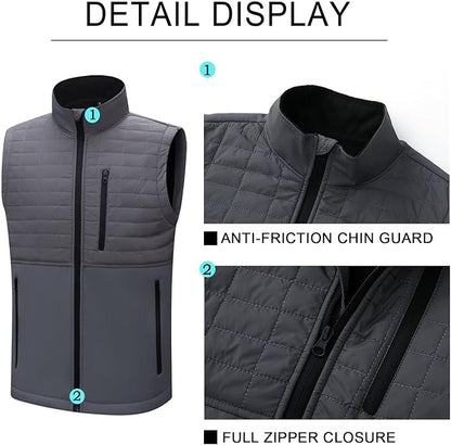 Men's Lightweight Softshell Vest Outerwear Windproof Sleeveless Jacket for Golf Running Hiking