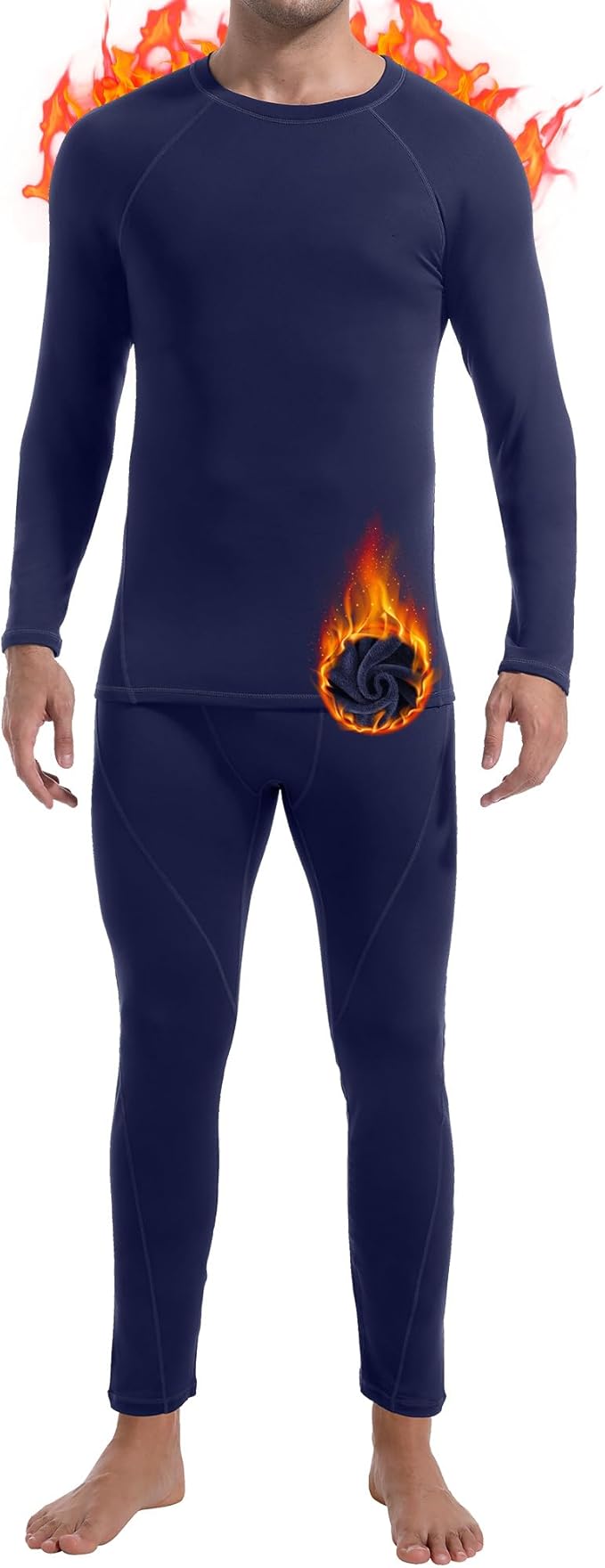 CL convallaria Thermal Underwear for Men Long Johns Fleece Lined Hunting Gear Set Base Layer for Cold Weather XS-4XL