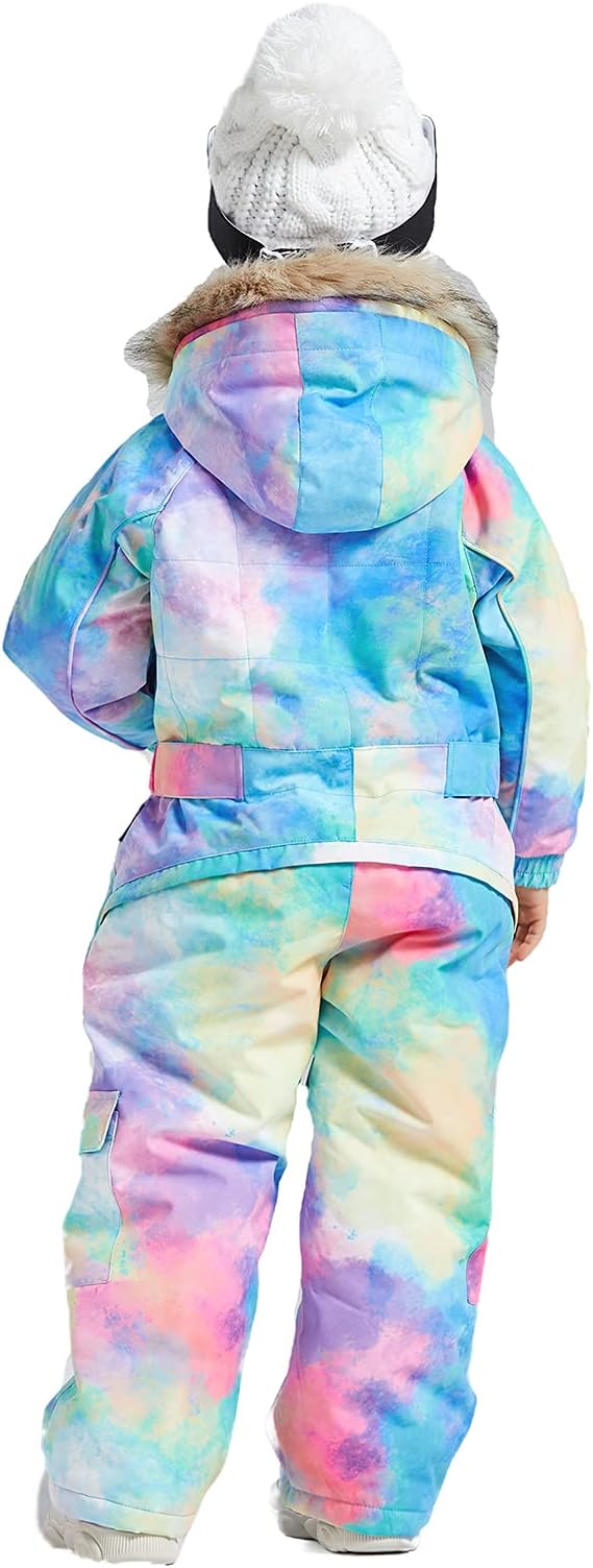 Kids Girls Boys Waterproof Colorful One Piece Snowsuits Coveralls Ski Suits Jackets Winter Jumpsuits