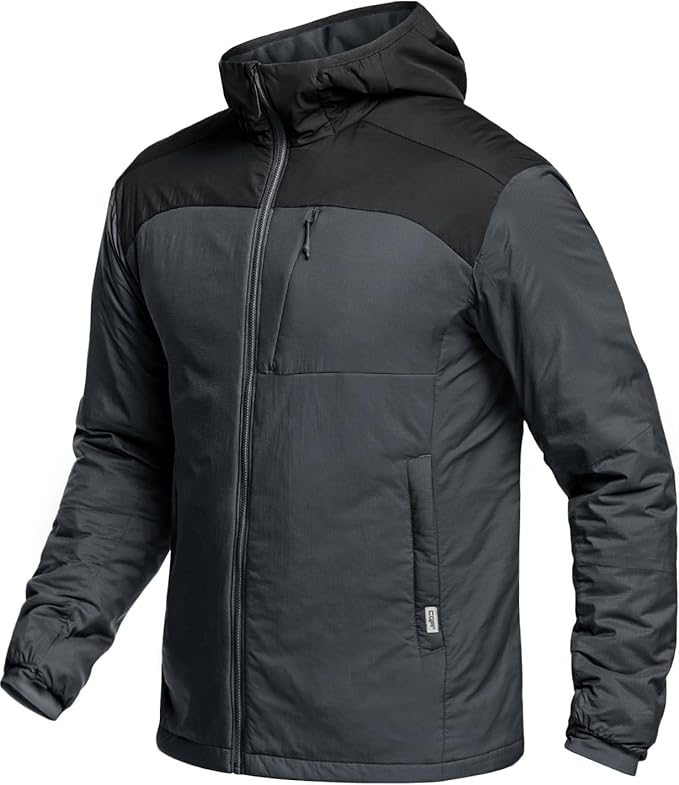 CQR Men's Lightweight Insulated Jacket, Windproof Packable Water Resistant Warm Active Coat for Hiking Work Outdoor Tactical