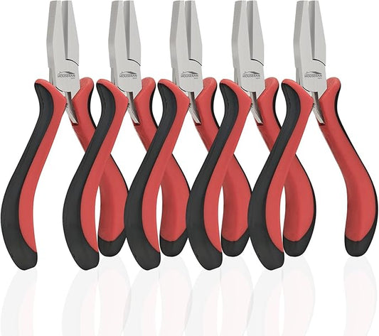 Flat Nose Pliers 5" - 5 Pack, Flat Jaw Pliers for Jewelry Making, DIY, Craft, Repairing