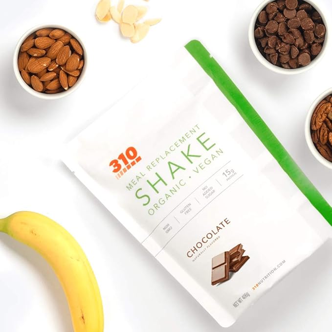 310 Nutrition Organic All-In-One Meal Replacement Shake Powder - Plant-Based Protein Smoothie Blend w/Fiber, Probiotics & Adaptogens - Low Carb, Vegan, Keto & Paleo - Chocolate - 14 Servings