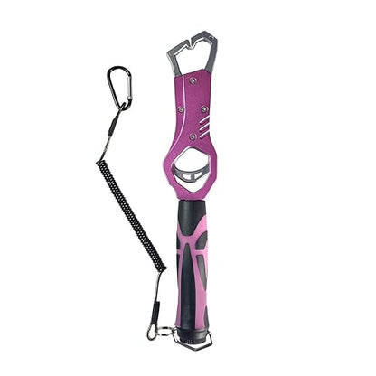 Eupheng 11.8'' Heavy-Duty Fish Gripper with Scale Rustproof Aluminum Body, Non-Slip Rubber Handle, Built-in Weight Estimator & Wrist Lanyard