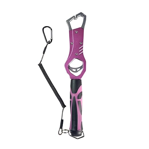 Eupheng 11.8'' Heavy-Duty Fish Gripper with Scale Rustproof Aluminum Body, Non-Slip Rubber Handle, Built-in Weight Estimator & Wrist Lanyard