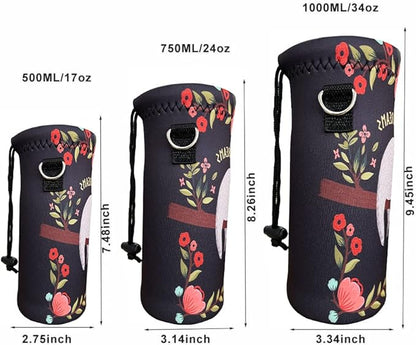 RICHEN Neoprene Water Bottle Carrier Bag with Adjustable Shoulder Strap,Insulated Water Bottle Cover for Stainless Steel/Glass/Plastic Bottles