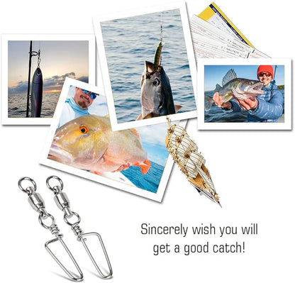 AMYSPORTS High Strength Fishing Snap Swivels Ball Bearing Swivels Stainless Fishing Swivels Saltwater Corrosion Resistance Barrel Swivel for Freshwater Fishing