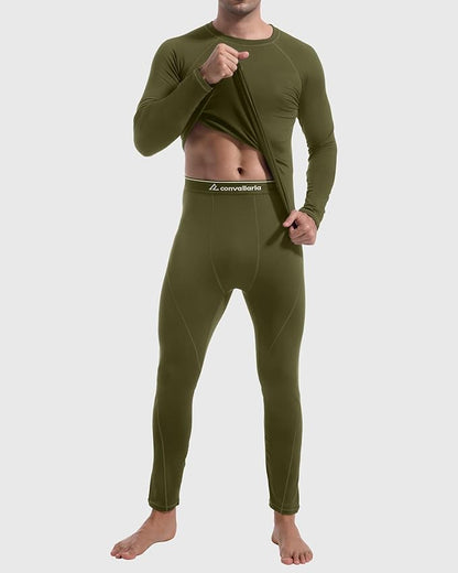 CL convallaria Thermal Underwear for Men Long Johns Fleece Lined Hunting Gear Set Base Layer for Cold Weather XS-4XL