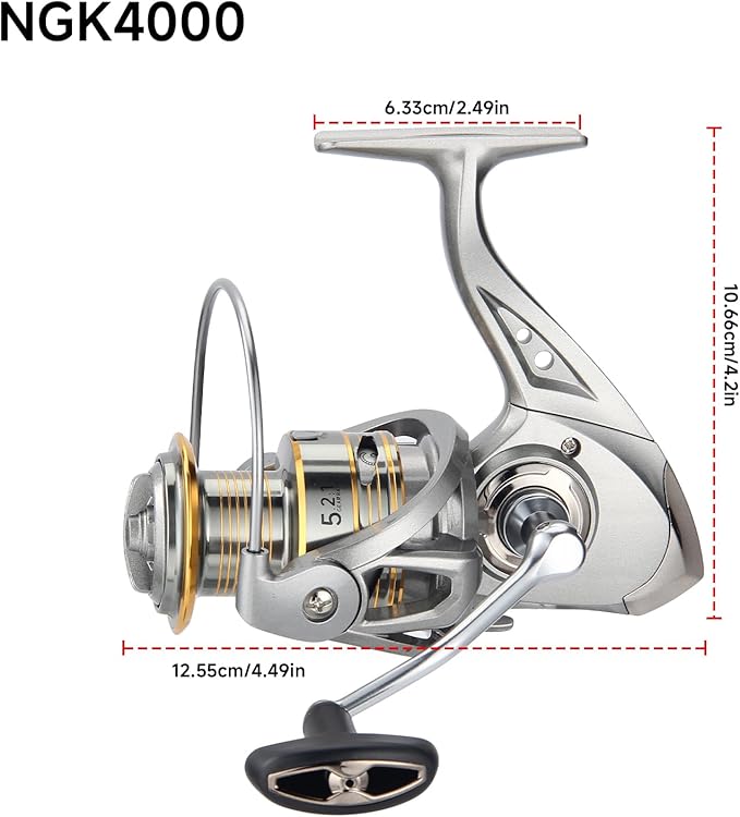 HAUT TON Spinning Reel 8000/9000/10000/12000/14000,6+1BB Metal Surf Fishing Reels,4.8:1 Gear Ratio 55lbs Drag Heavy Long Casting Inshore Saltwater Monster Fish