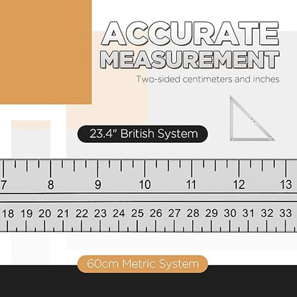 24 Inch Folding Triangle Ruler Aluminum Framing Square for Carpenter Tools Construction Framing Tool Woodworking Foldable Frame Measurement Angle Ruler