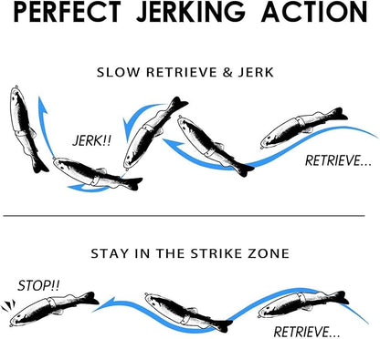 TRUSCEND Easy Catch Swimmax, Magic Noisy Turbulent Wiggling and Vibrating Actions for More Bites, Segmented Swimbait Jointed by Dyneema Strongest Fiber, Lifelike Fishing Lures for Relax Family Fishing