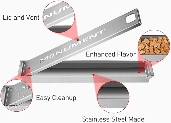 Monument Grills Outdoor Barbecue Stainless Steel 3 Burner Propane Gas Grill, 48,000 BTU Patio Garden Grill with Side Burner and Knob Controls, Mesa305 with Smoker Box