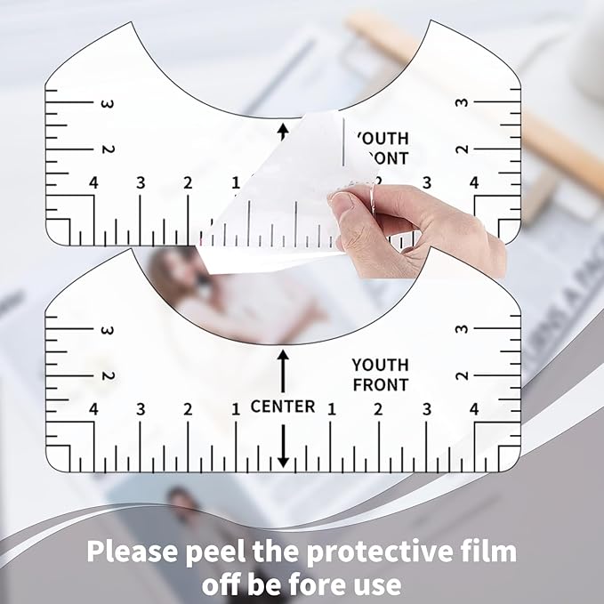 12pcs Tshirt Ruler Guide for Vinyl Alignment, T Shirt Measurement Accessories Tools for Cricut Heat Press & Cameo & HTV Transfer Vinyl, Stocking Stuffers Gifts for Women (White)