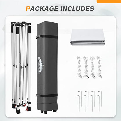 EAGLE PEAK Pop Up Canopy Tent with Wheeled Carry Bag, 8 Stakes, 4 Ropes, Easy Set Up Tent Canopy, 6.6x6.6 ft, White