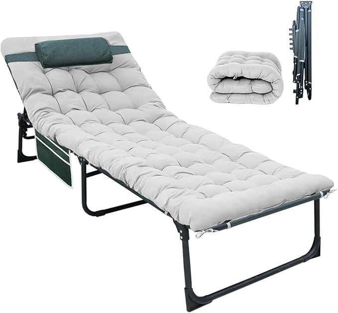 YELLOW JACKET Folding Sleeping Cot, Camping Cot with Mattress for Adults 450lbs Max Load, Portable Camping Cot with Pillow, Adjustable 5-Position Cot for Camping, Home,Office,Travel