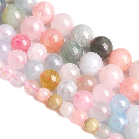 10MM 38PCS Natural Stone Morganite AAA Grade Quartz Beads for Jewelry Making DIY Bracelet