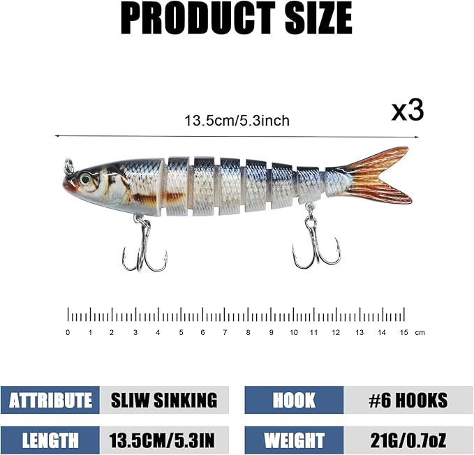 Fishing Lures for Bass Trout Topwater Multi Jointed Swimbaits Slow Sinking Bionic Swimming Lures Bass Freshwater Saltwater Bass Lifelike Fishing Lures Kit