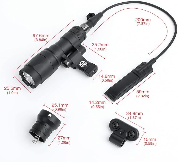 NOBUHIRO M340A 540 Lumens Tactical Flashlight, with Replaceable Mounting Rotating Base, Suitable for 20mm Picatinny & Mlok/Keymod Rail, Include with Remote Pressure & Push Button Switch