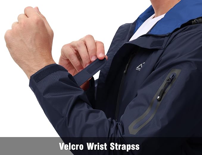 TBMPOY Men's Lightweight Rain Jackets Waterproof Raincoat with Hood Running Cycling Hiking Outdoor Windbreaker