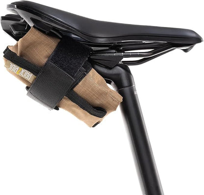 Blossom Bike Saddle Roll Bag - Bike Tool Kit Holder - Water Resistant & Durable Cordura Fabric - Under Seat cycling accessories - mountain bike accessories - ebike saddle bags (Brown)
