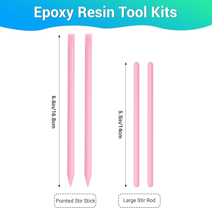 Gartful 4PCS Silicone Stir Sticks Kit for Casting, 2pcs Stick Rods for Resin, 2pcs Pointed Silicone Mixing Sticks, DIY Craft Tool for Resin Epoxy, Paint, Liquid, Pink