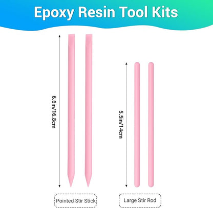Gartful 4PCS Silicone Stir Sticks Kit for Casting, 2pcs Stick Rods for Resin, 2pcs Pointed Silicone Mixing Sticks, DIY Craft Tool for Resin Epoxy, Paint, Liquid, Pink