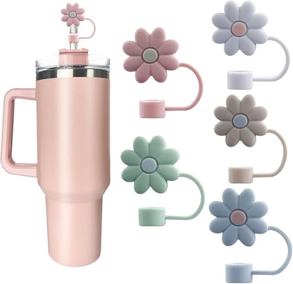 5Pcs 0.4in/10mm Diameter Silicone Straw Covers Cap Compatible with Stanley 20 30&40 Oz Cup, Straws Topper for Stanley 40 Oz Tumbler with Handle, Dust-Proof Straw Caps for Water Bottle