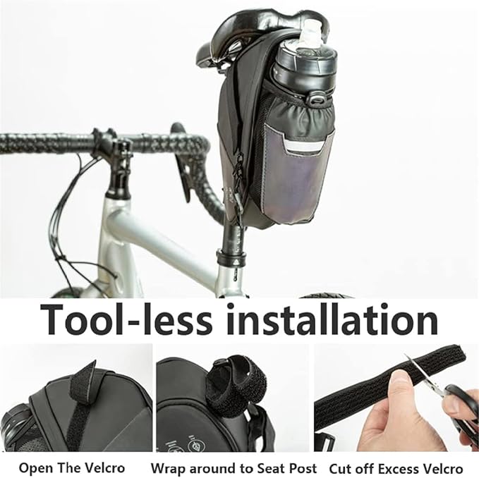 Bike Saddle Bags with Water Bottle Pouch Waterproof Bike Bags Under Seat Pack for Mountain Road Saddle Bag Bicycles Storage Bag 1.5L