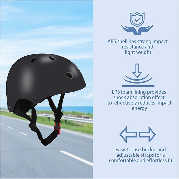 Color Gradient Adjustable Kids Bike Helmet with Knee & Elbow Pads Set | Multi-Sport Safety Gear for Boys & Girls Ages 5-14 | Skateboarding, Scooters, Roller & Inline Skating, Longboarding