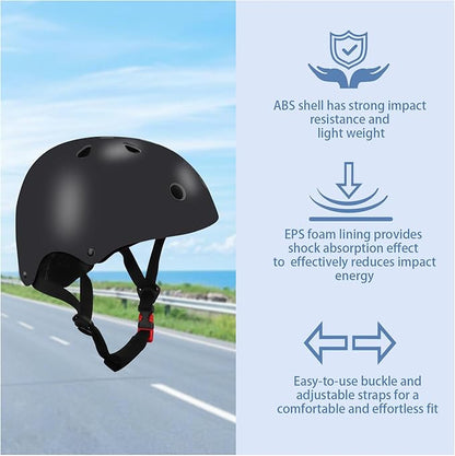 Color Gradient Adjustable Kids Bike Helmet with Knee & Elbow Pads Set | Multi-Sport Safety Gear for Boys & Girls Ages 5-14 | Skateboarding, Scooters, Roller & Inline Skating, Longboarding