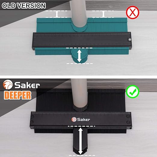 Saker Contour Duplication Gauge-Adjustable Lock -Precisely Copy Irregular Shape -Irregular Welding Woodworking Tracing - Must Have Tool for DIY Handyman, Construction(10 Inch+5 Inch) (Black)