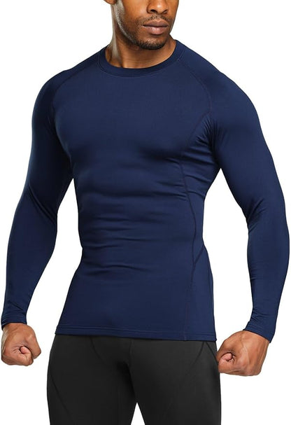 TSLA Men's Thermal Long Sleeve Compression Shirts, Athletic Base Layer Top, Winter Gear Running T-Shirt