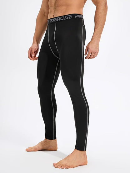 4 Pack Thermal Underwear Long Johns Fleece Base Layer Bottoms Thermal Leggings for Men Compression Pants