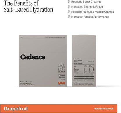 Cadence Sachets Race Grapefruit - Carton (5g x 30) | Science-Backed Hydration | Zero Caffeine | Vegan, Keto & Paleo Friendly | Sodium, Potassium & Magnesium for Performance & Recovery