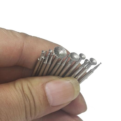 𝐋𝐮𝐨 𝐤𝐞 13 Pcs Bowl Shape Diamond Burr - 3/32'' Shank Diamond Burs Stone Carving Set for Rotary Tools includes Dremel