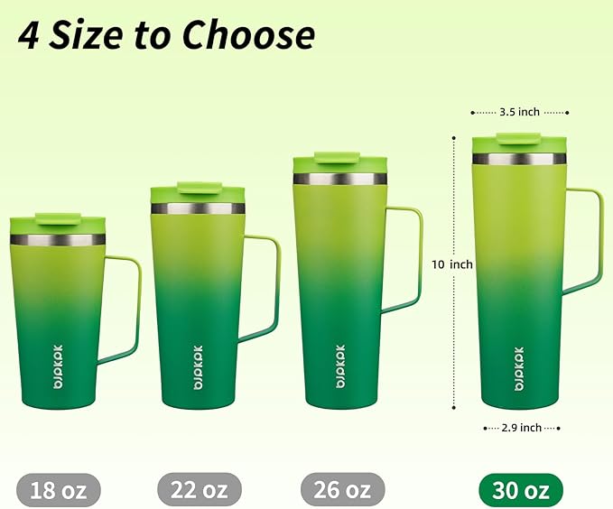 BJPKPK Insulated Tumbler with Handle, 30oz Insulated Tumblers with Lid and Straw, Stainless Steel Metal Water Bottles, Coffee Travel Mugs, Cups, Bamboo Grove