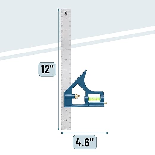 Mr. Pen- Combination Square Set, 12", Blue, Combo Square, Carpentry Tools, Carpenter Square, Woodworking Tools and Accessories, T Ruler