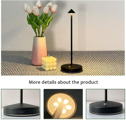 2 PACK Cordless Lamps,Battery Rechargeable Table Lamp,Portable Lamps,2 Level Brightness Dimmable Night Light,Minimalist Design, Cordless Table Lamps for Living Room/Restaurant/Couple Dinner(Black)