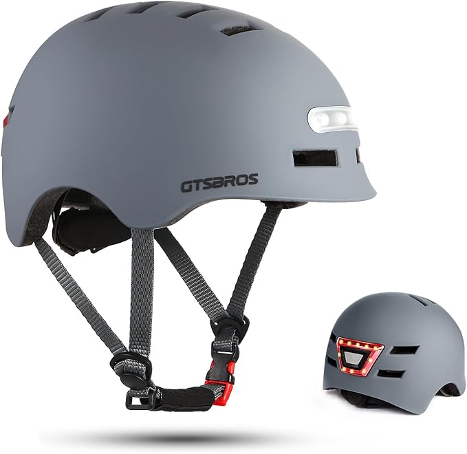 Bike Helmets for Adults - Front and Rear LED Lights Adjustable Bicycle Helmet for Adults Men Women Scooter Helmet for Commuting, Road Biking, Skating, Scooter