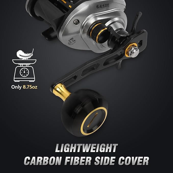 Baitcaster Reels,6.4:1 Gear Ratio with 33 Lb Max Drag, 8+1 Stainless Steel Bearing, Baitcasting Fishing Reels for Sea Bass and Mandarin Fish for Fresh Water or Salt Water