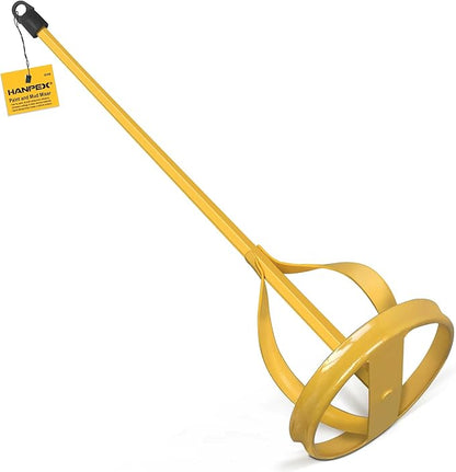 Paint and Mud Mixer, Paint Stirrer for Drill in 1 to 5 Gallon Bucket, Suitable for all Standard Drill Bits, Hex Head Anti-slip, Easy Clean, Painting and Plastering Mixer Stirrer Tool (Yellow)