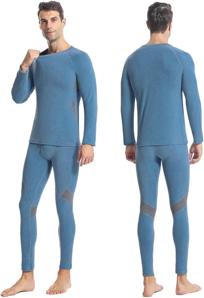 Runhit Mens Thermal Underwear Set：Fleece Lined Long Johns for Men Thermal Shirts and Pants Base Layer Cold Weather Thermals