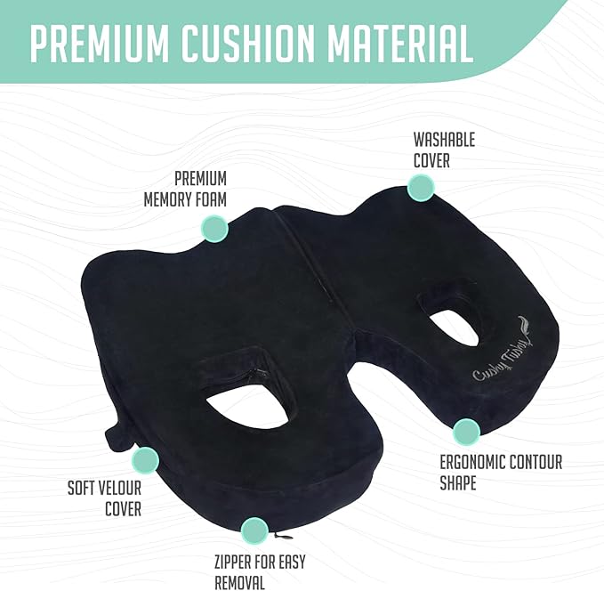Premium Foldable Piriformis Cushion - Piriformis Pain and Sciatic Pain Relief Cushion - for Home & Office Use, Perfect for Travel or Driving
