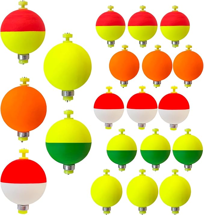 15 PCS Fishing Bobbers Floats EVA Foam Weighted Bobbers Snap-On Peg Floats Oval Fishing Bobbers for Bass Trout Crappie