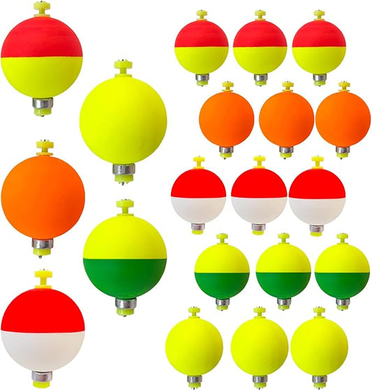 15 PCS Fishing Bobbers Floats EVA Foam Weighted Bobbers Snap-On Peg Floats Oval Fishing Bobbers for Bass Trout Crappie