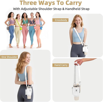 All Day Quencher Carry All for Stanley 40/30 oz Tumbler, Crossbody Bag with Phone Holder & Strap, Water Bottle Carrier Bag