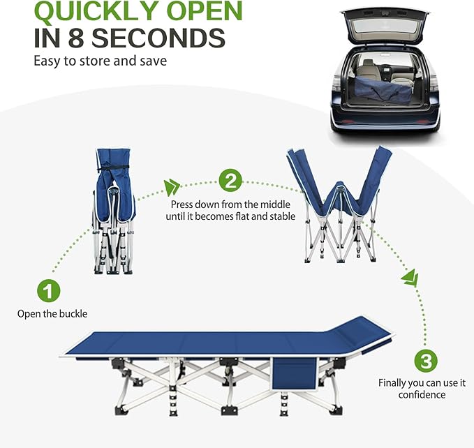 Camping Cot with Comfortable Mat 2 Pack Cots for Sleeping with Pad Heavy Duty Camping Bed Sleeping Cot with Carry Bag Folding Bed for Adults Home Office Vocation Outdoor Indoor Easy to Setup