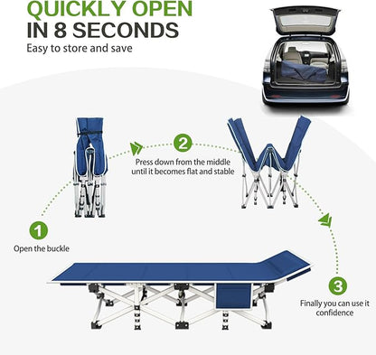 Camping Cot with Comfortable Mat 2 Pack Cots for Sleeping with Pad Heavy Duty Camping Bed Sleeping Cot with Carry Bag Folding Bed for Adults Home Office Vocation Outdoor Indoor Easy to Setup