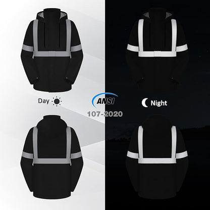 Rain Jacket, High Visibility Rain Coat and Pants, Waterproof Raincoat with Hood, Lightweight Rain Suit for Outdoor Activities, Rain Ponchos for Adults Reusable, Men Women, Black B, 4XL-5XL